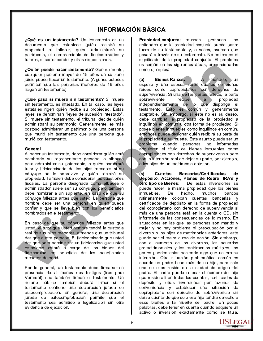 Preview Última voluntad y testamento legal para persona casada con hijos menores de edad de un matrimonio anterior