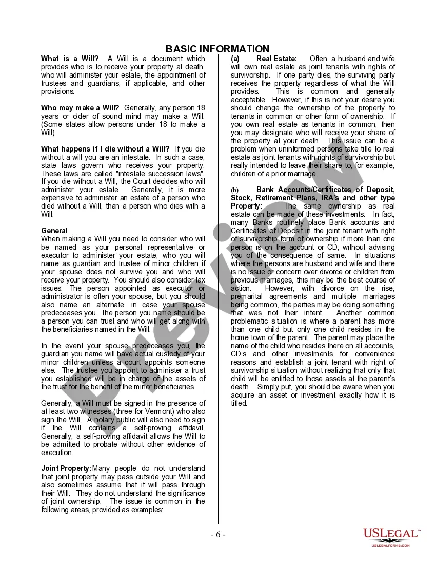 Preview Last Will and Testament for Married person with Minor Children from Prior Marriage