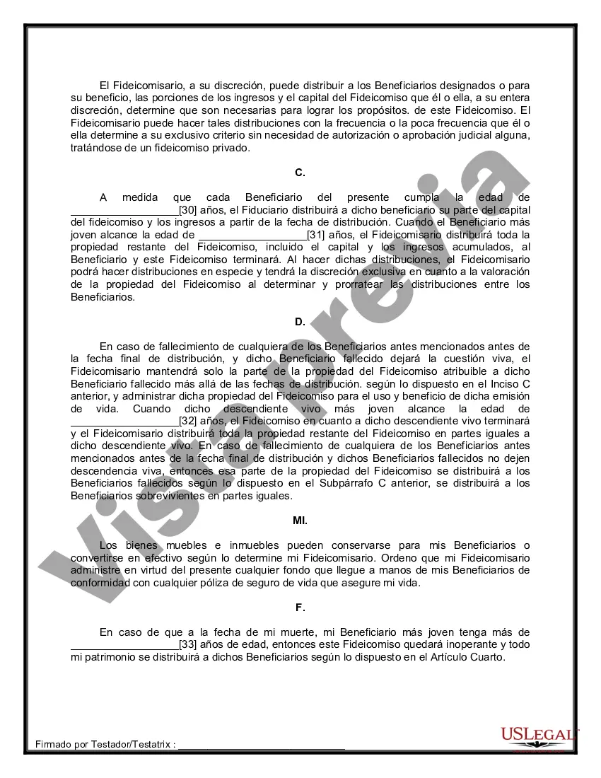 Preview Formulario de última voluntad y testamento legal para personas divorciadas que no se han vuelto a casar con hijos menores