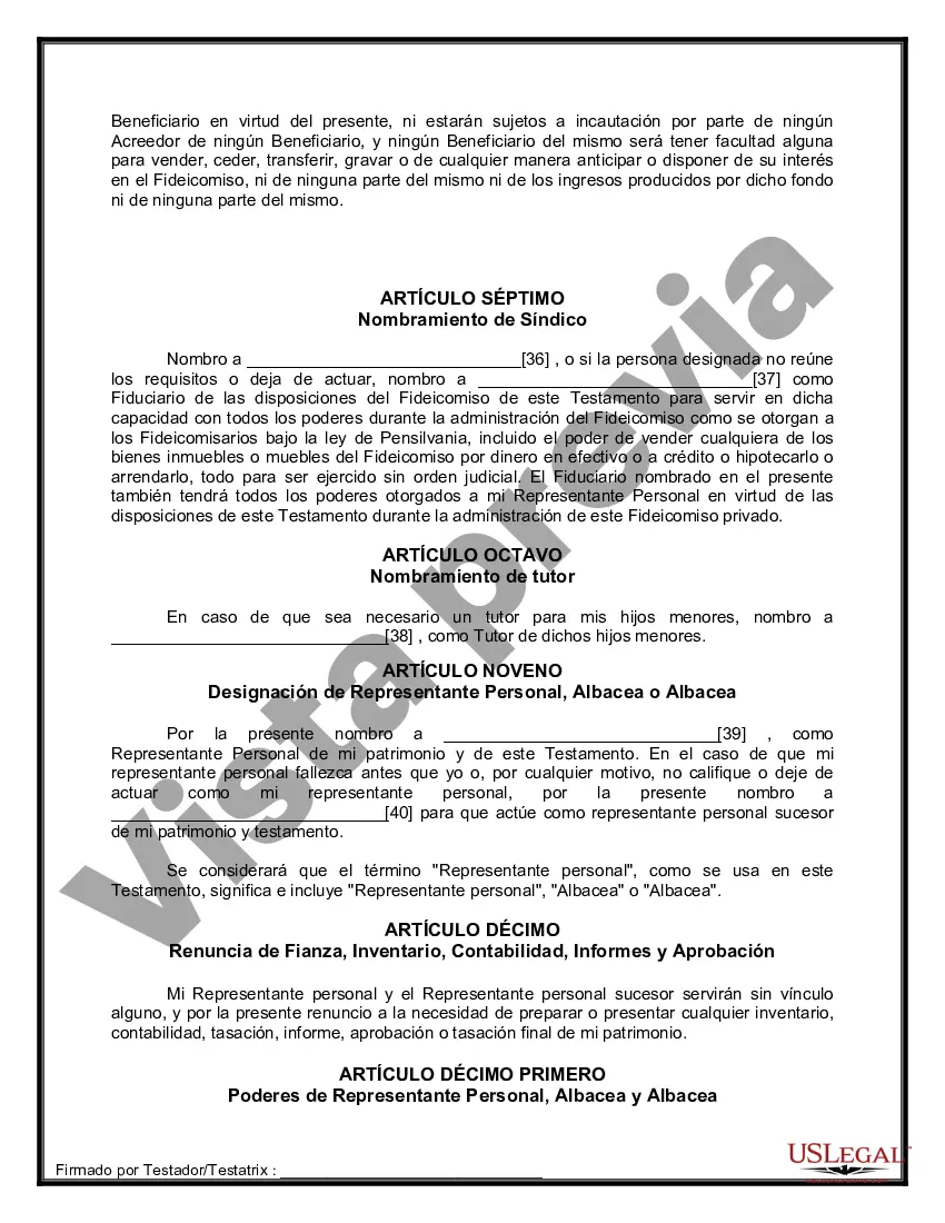 Preview Formulario de última voluntad y testamento legal para personas divorciadas que no se han vuelto a casar con hijos adultos y menores
