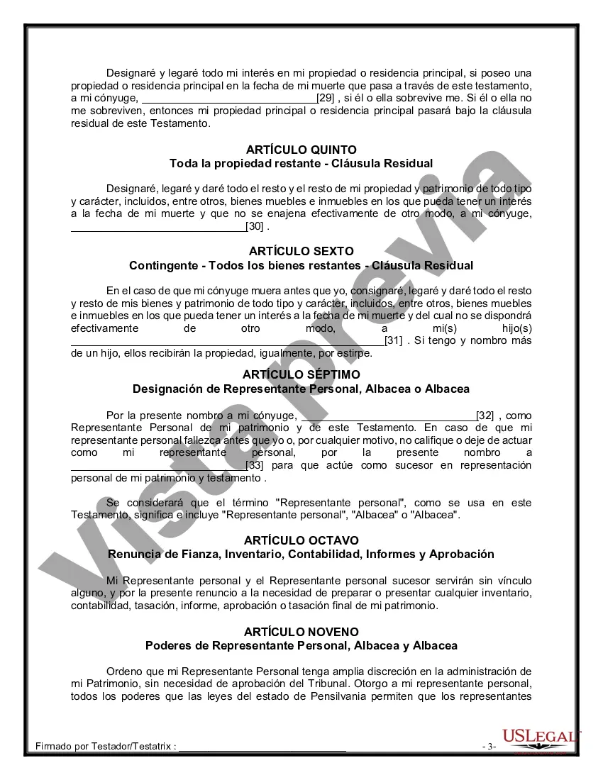 Preview Paquete de Voluntades Mutuas con Últimas Voluntades y Testamentos para Pareja Casada con Hijos Adultos