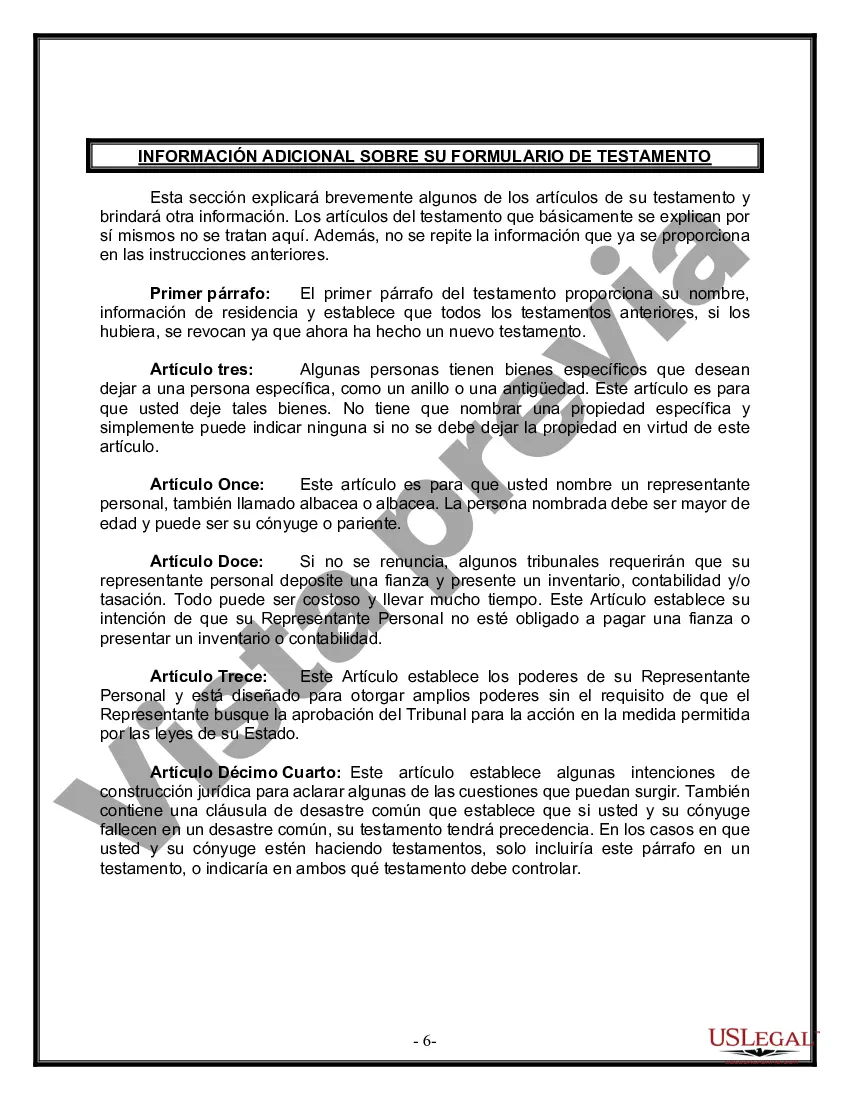 Preview Paquete de Voluntades Mutuas con Últimas Voluntades y Testamentos para Pareja Casada con Hijos Menores
