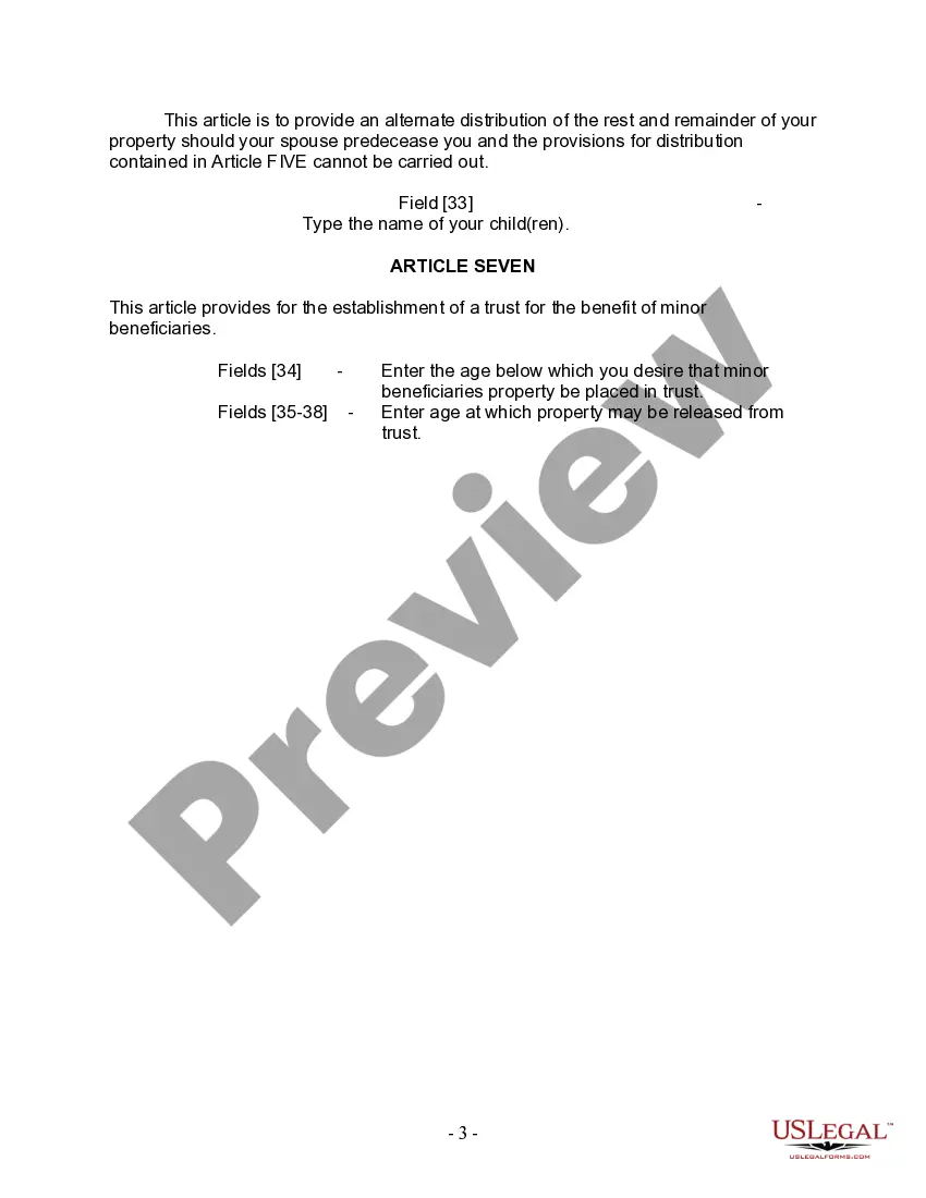 Preview Mutual Wills Package with Last Wills and Testaments for Married Couple with Minor Children