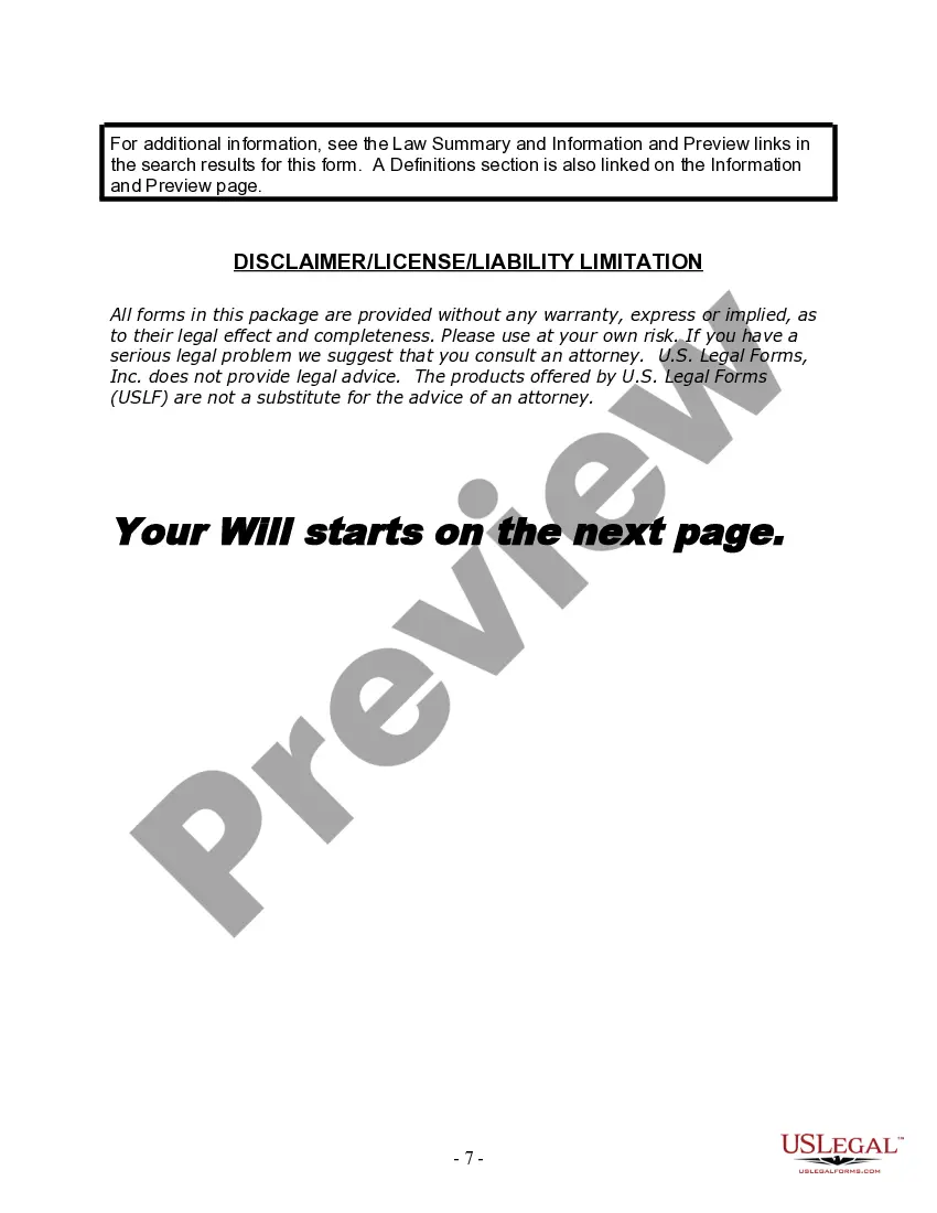 Preview Last Will and Testament for Married Person with Adult and Minor Children from Prior Marriage