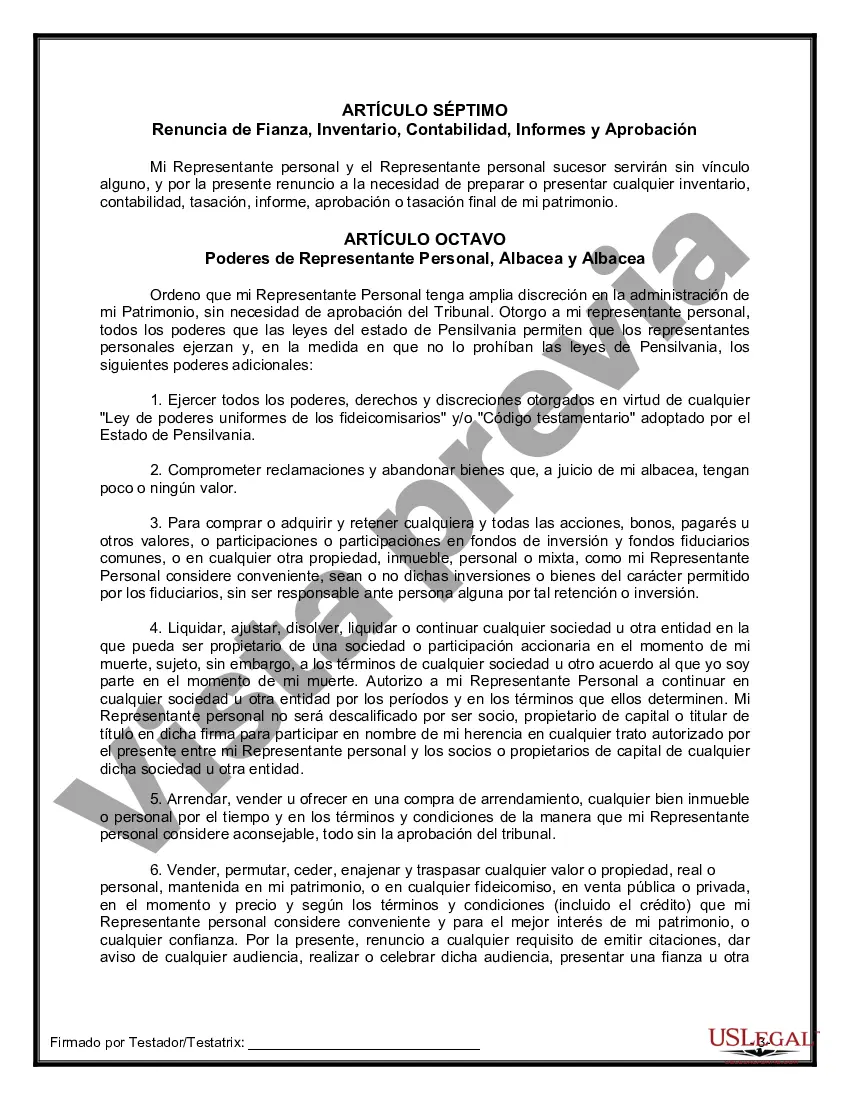 Preview Formulario de testamento y última voluntad legal para viuda o viudo con hijos adultos