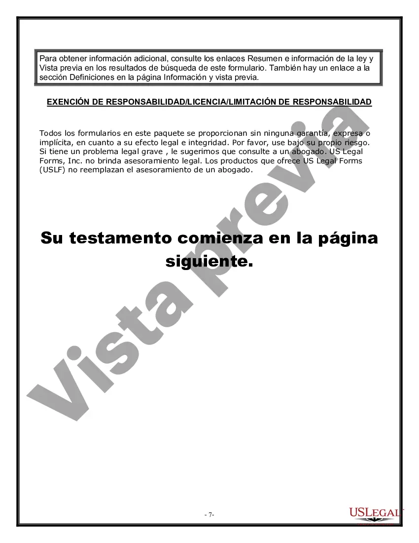 Preview Formulario Legal de Última Voluntad y Testamento para Viuda o Viudo con Hijos Menores