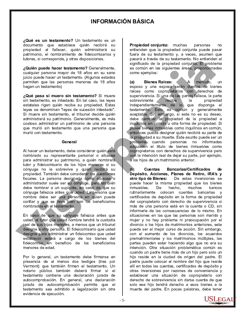 Preview Formulario de última voluntad legal para una viuda o viudo sin hijos