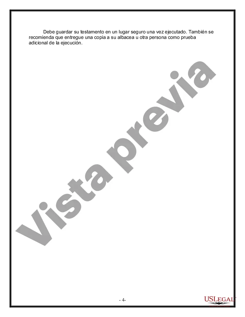 Preview Formulario Legal de Última Voluntad y Testamento para una Viuda o Viudo con Hijos Adultos y Menores