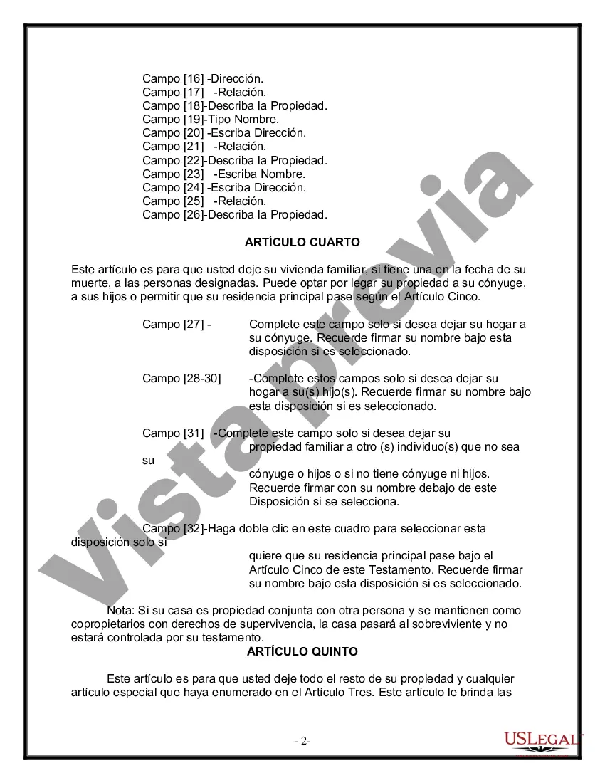 Preview Última voluntad y testamento para otras personas