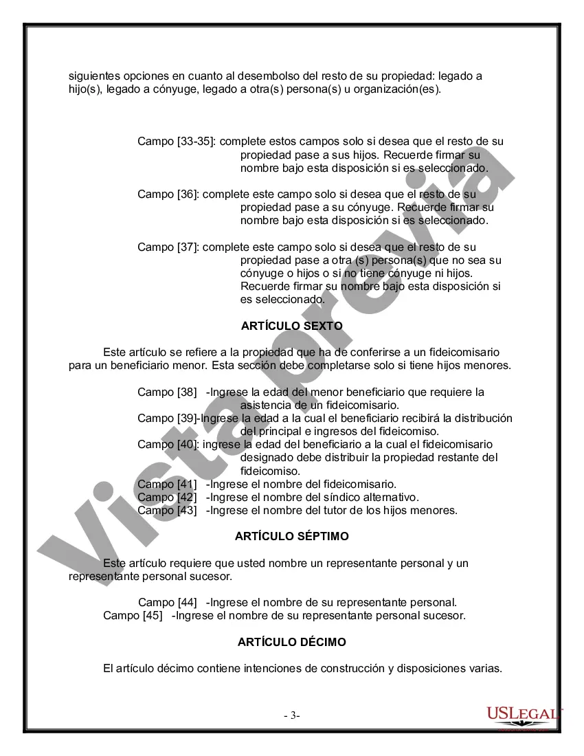 Preview Última voluntad y testamento para otras personas