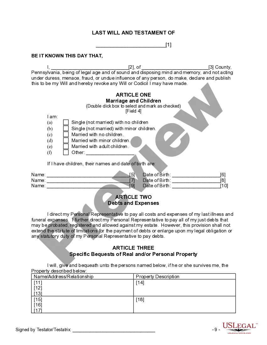Get Last Will and Testament for other Persons Preview Last Will and Testament for other Persons