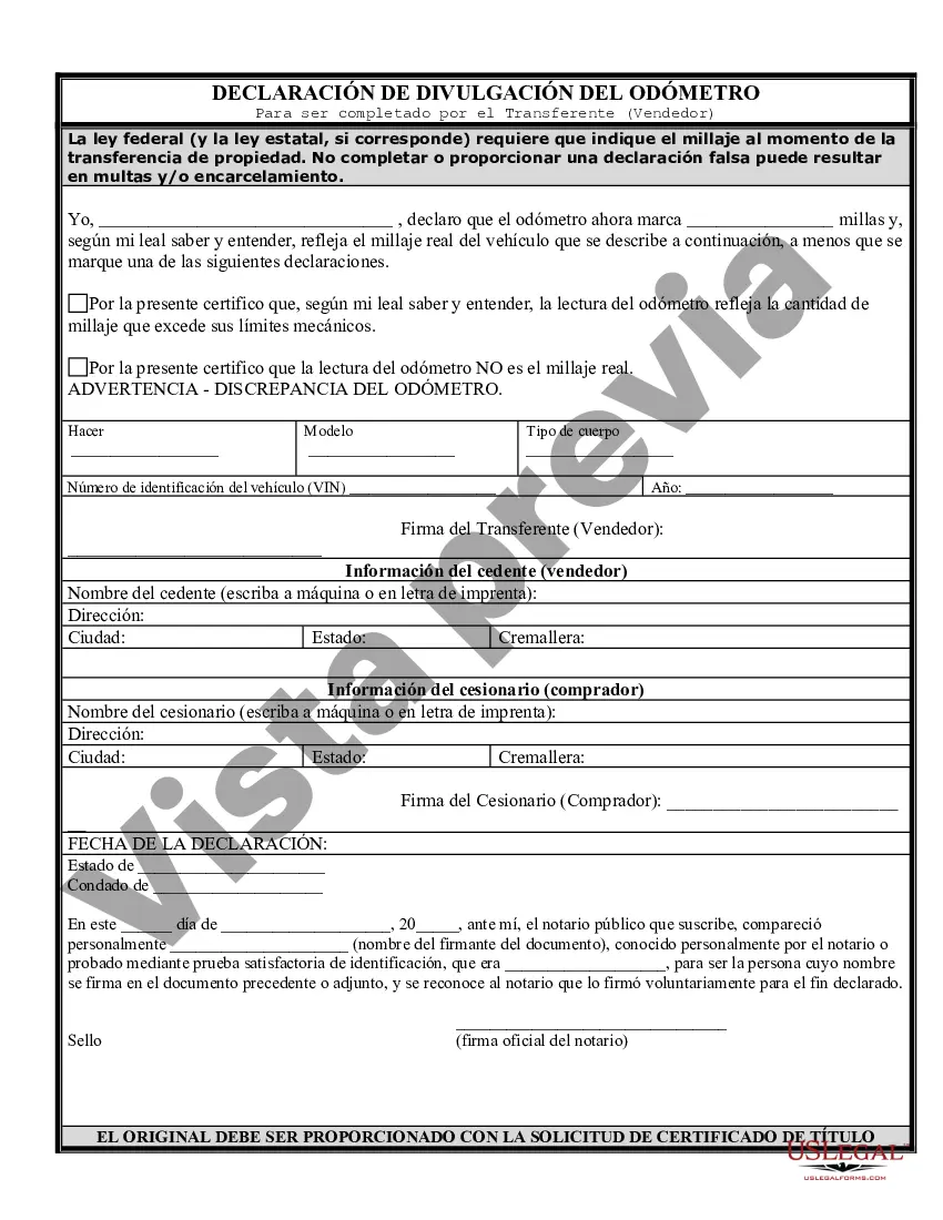 Preview Factura de venta de automóvil y estado de cuenta del odómetro para la venta tal como está