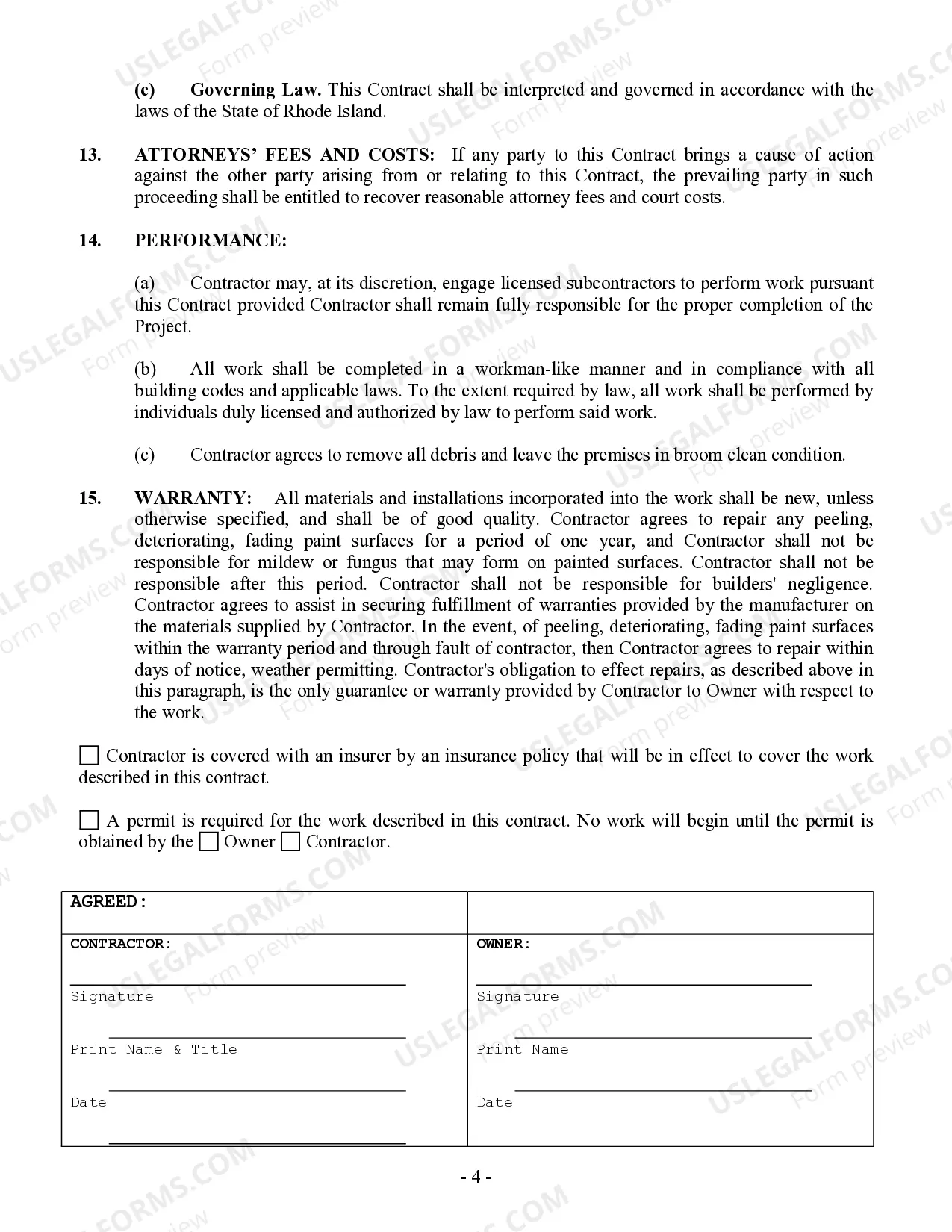 Preview Painting Contract for Contractor