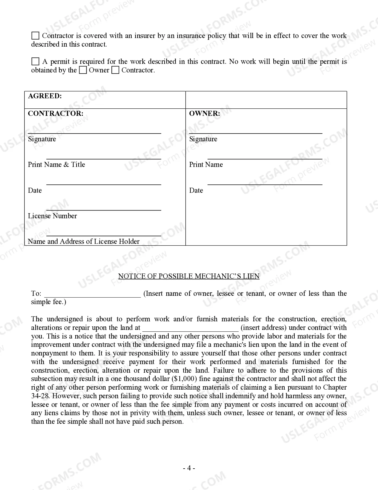 Preview Trim Carpenter Contract for Contractor