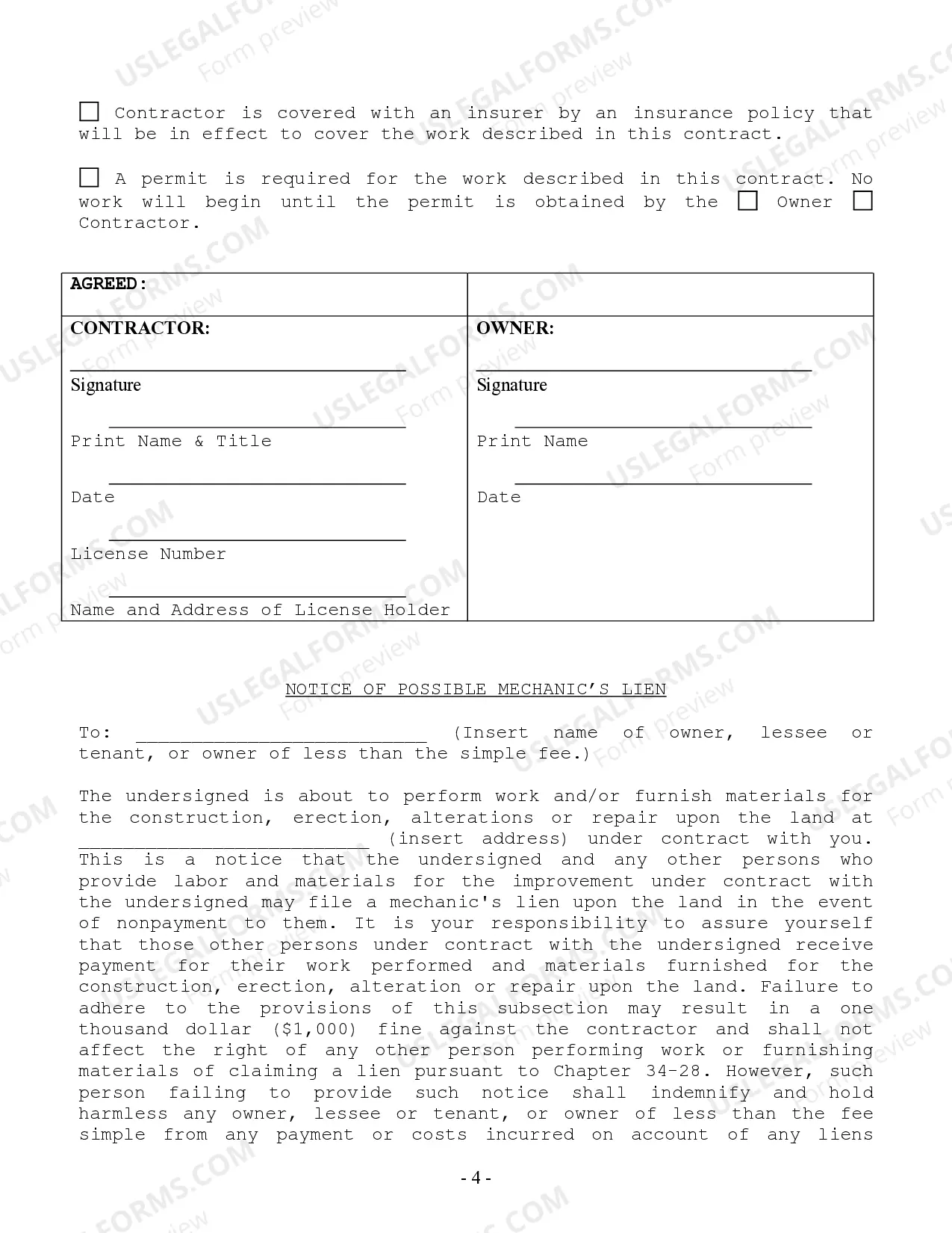 Preview Fencing Contract for Contractor