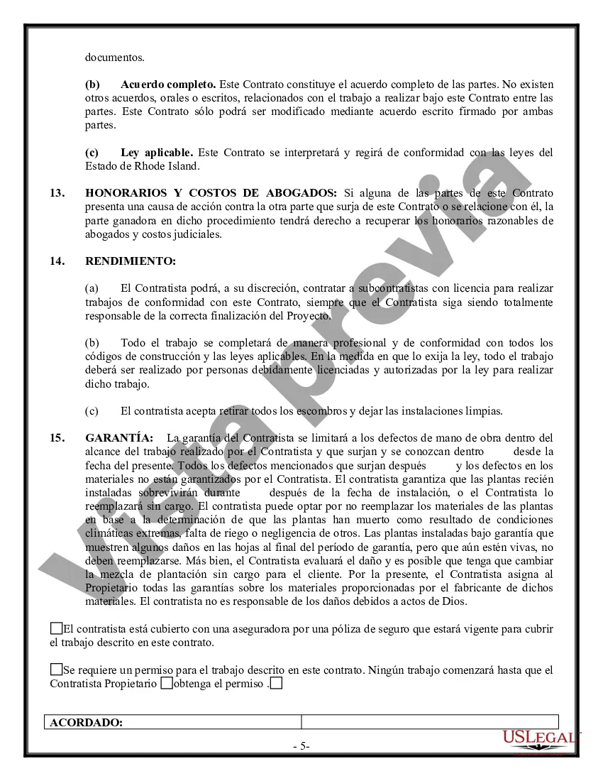 Preview Contrato de paisajismo para contratista