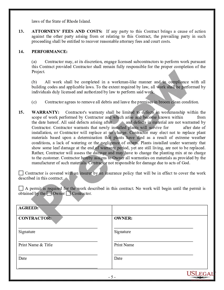 Preview Landscape Contract for Contractor