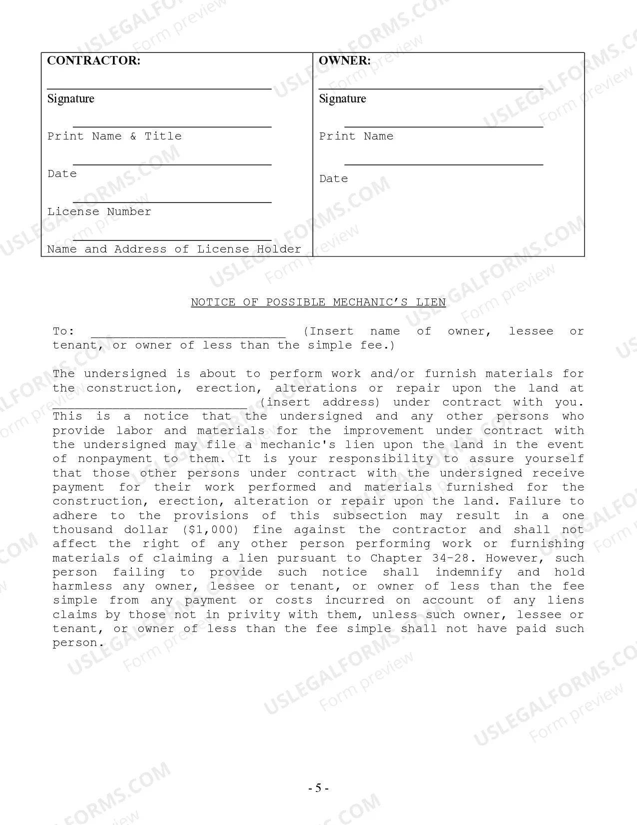 Preview Concrete Mason Contract for Contractor