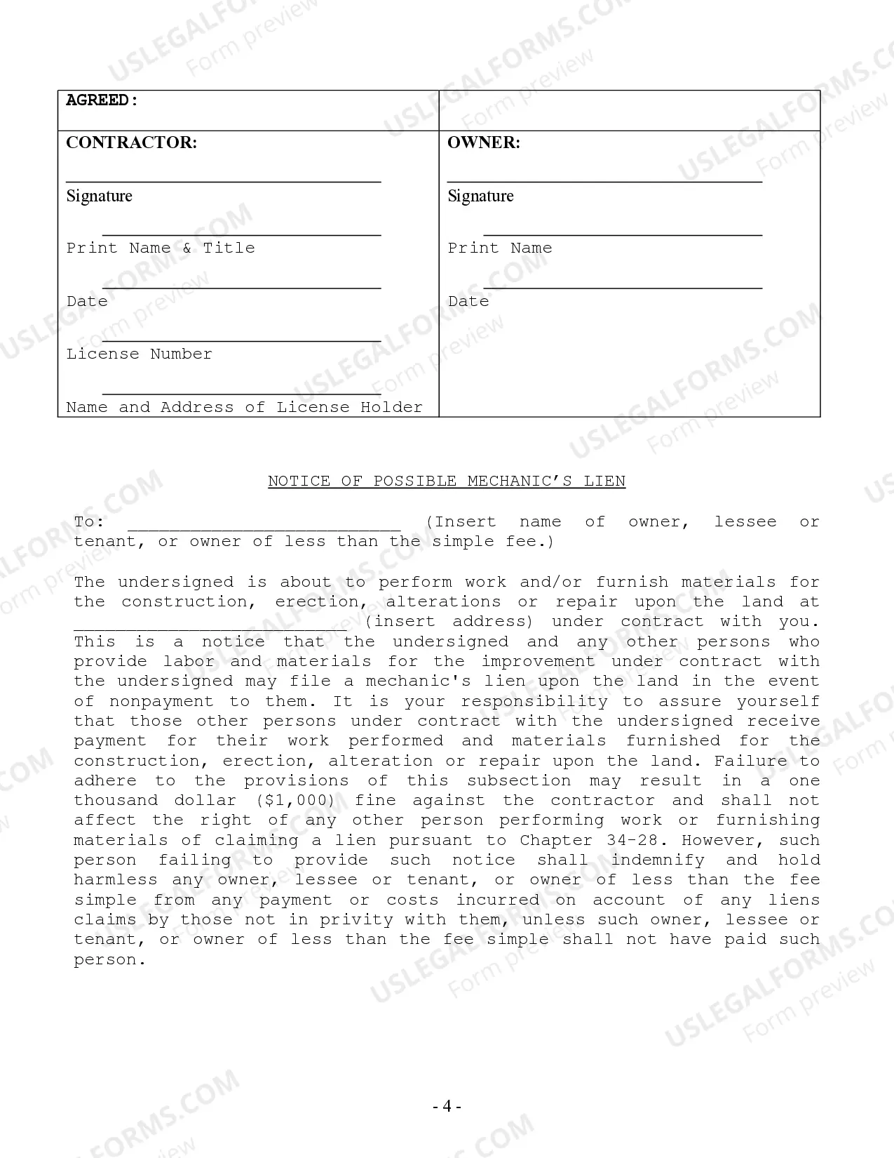 Preview Demolition Contract for Contractor