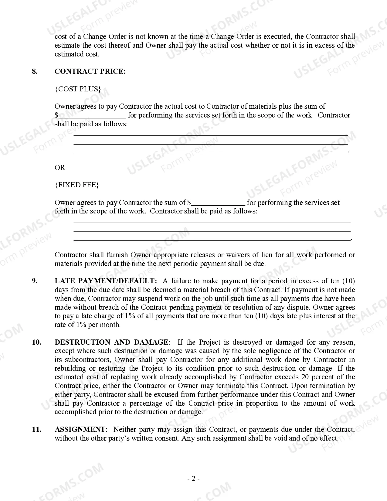 Preview Security Contract for Contractor