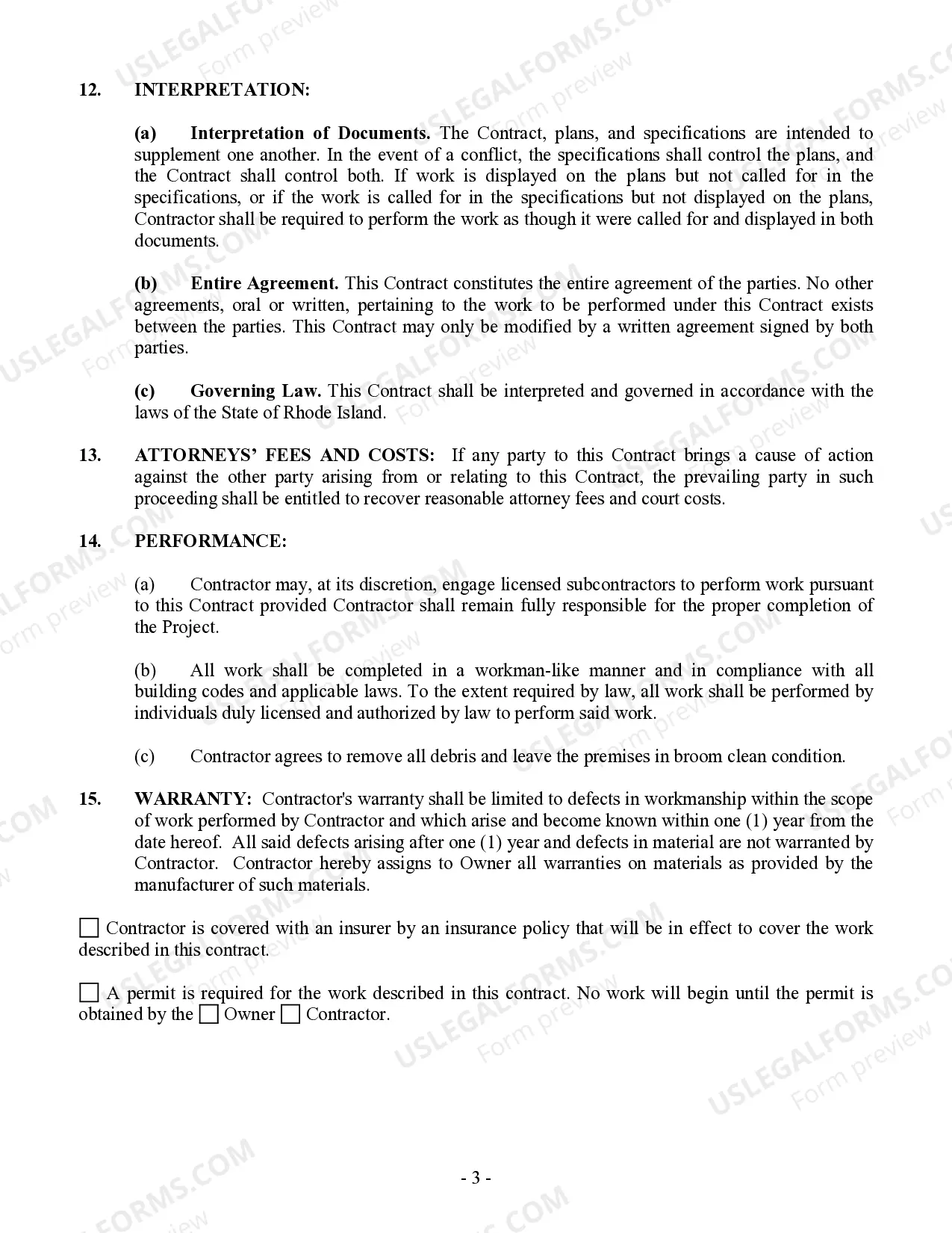 Preview Security Contract for Contractor