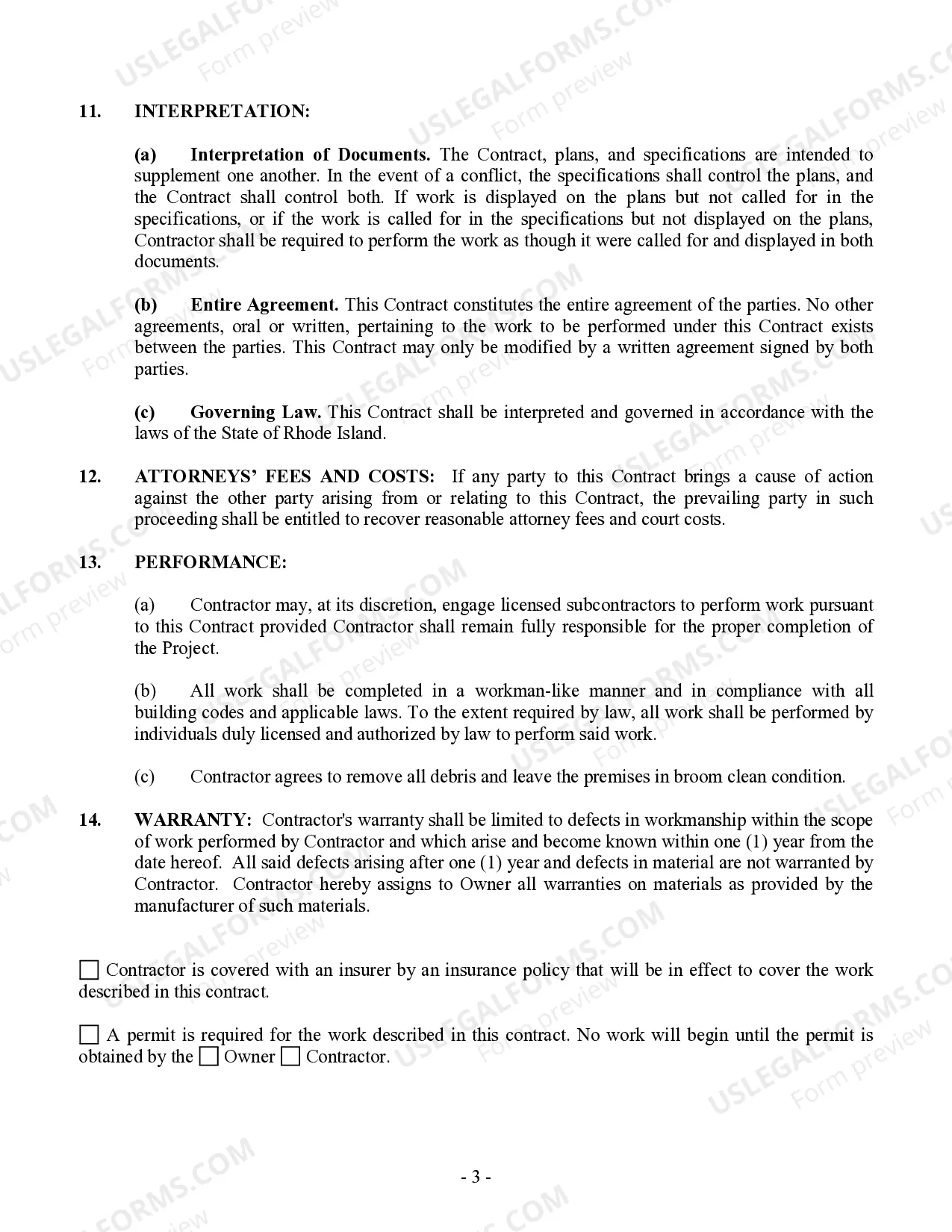 Preview Refrigeration Contract for Contractor