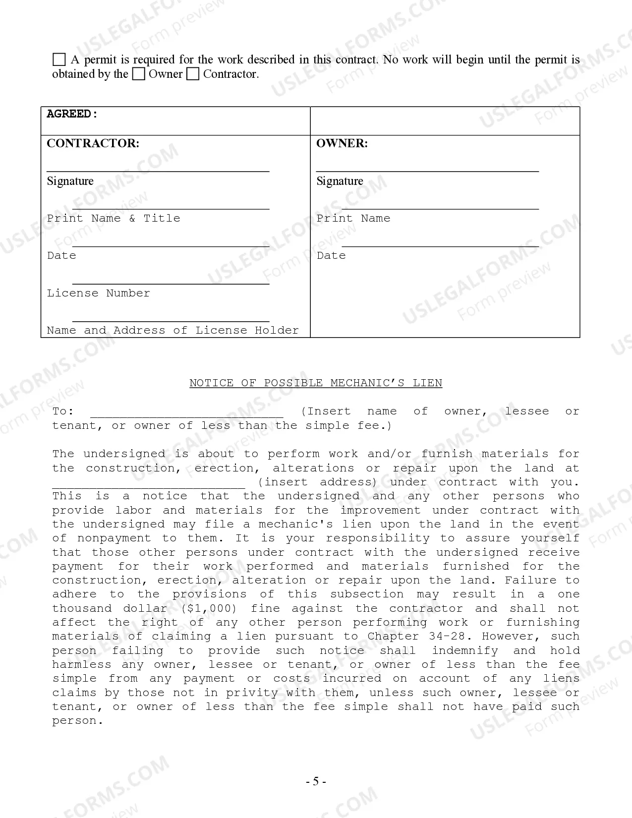 Preview Foundation Contract for Contractor