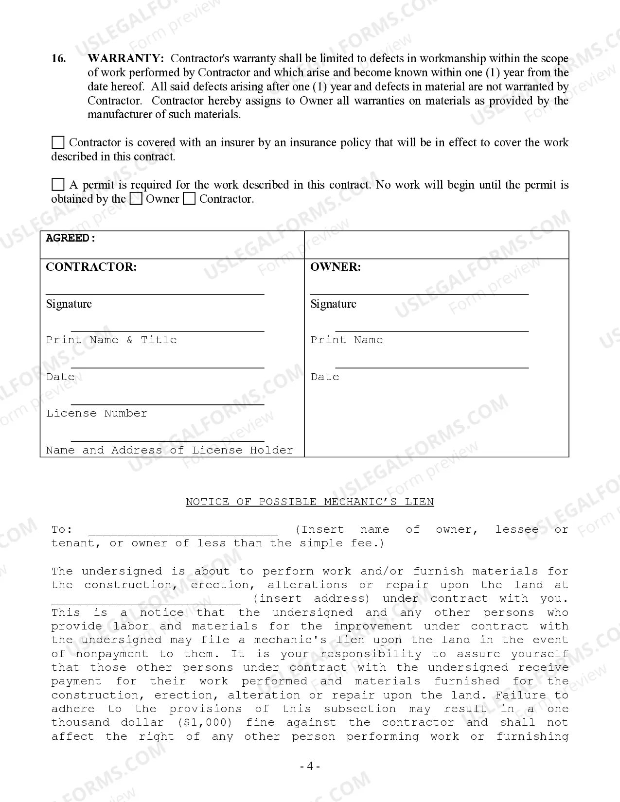 Preview Brick Mason Contract for Contractor