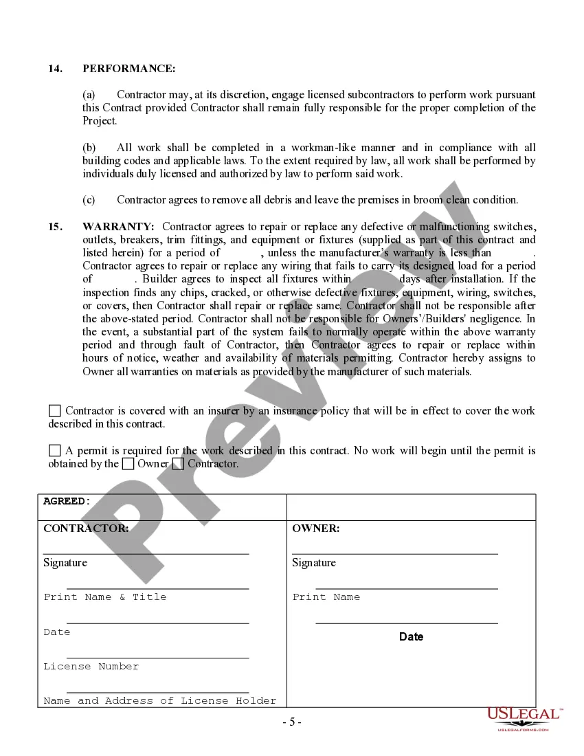 Preview Electrical Contract for Contractor