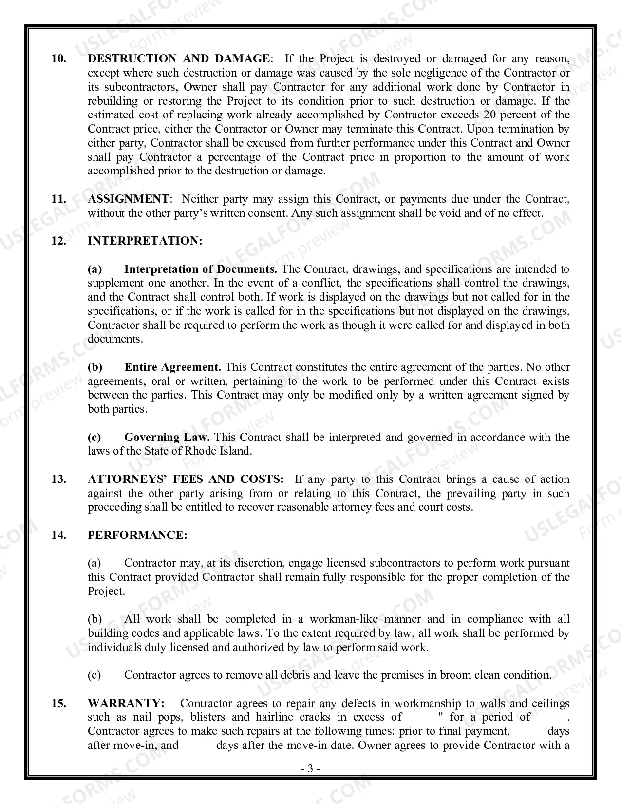 Preview Sheetrock Drywall Contract for Contractor