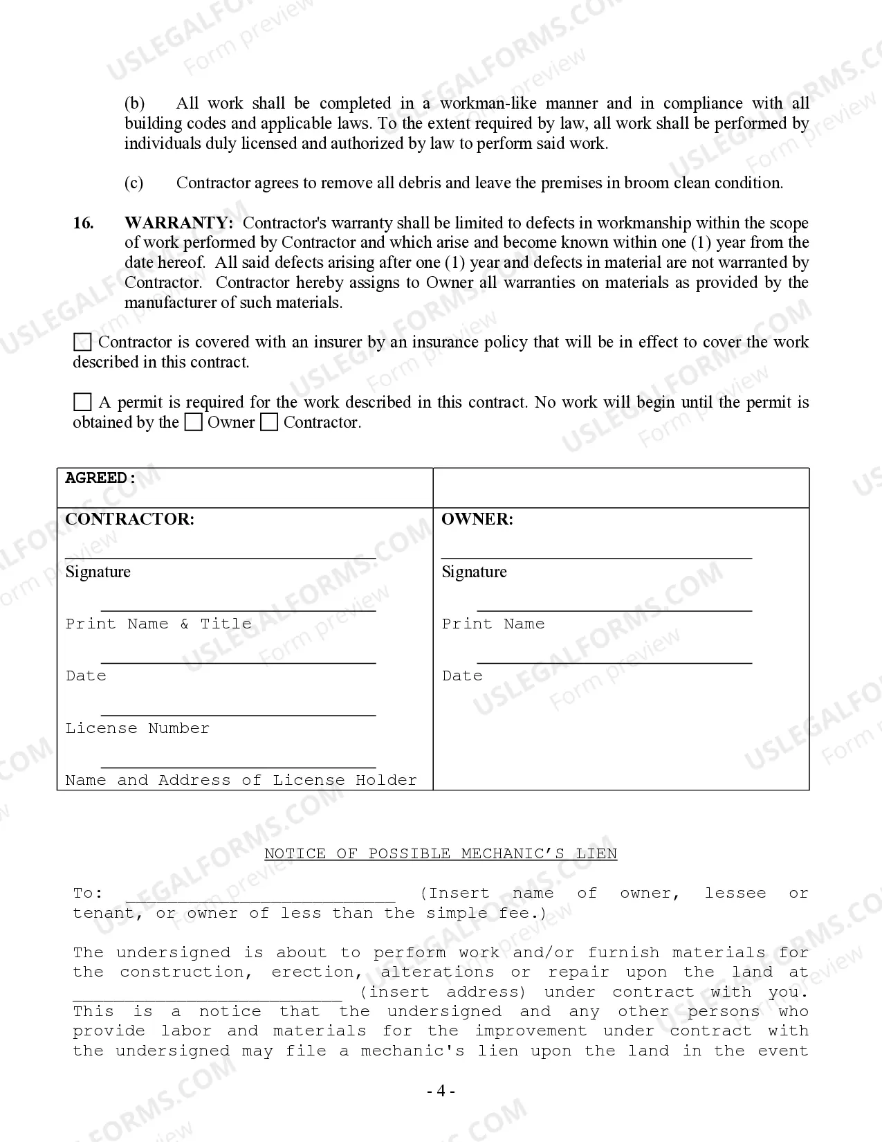 Preview Flooring Contract for Contractor