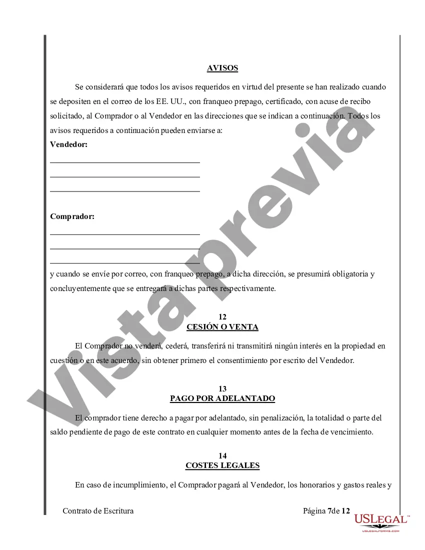 Preview Acuerdo o Contrato de Escritura de Venta y Compra de Bienes Raíces a/k/a Terreno o Contrato de Ejecución