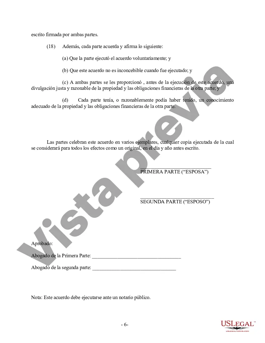 Preview Acuerdo Prenupcial Prematrimonial de Rhode Island - Ley Uniforme de Acuerdo Prematrimonial - con Estados Financieros