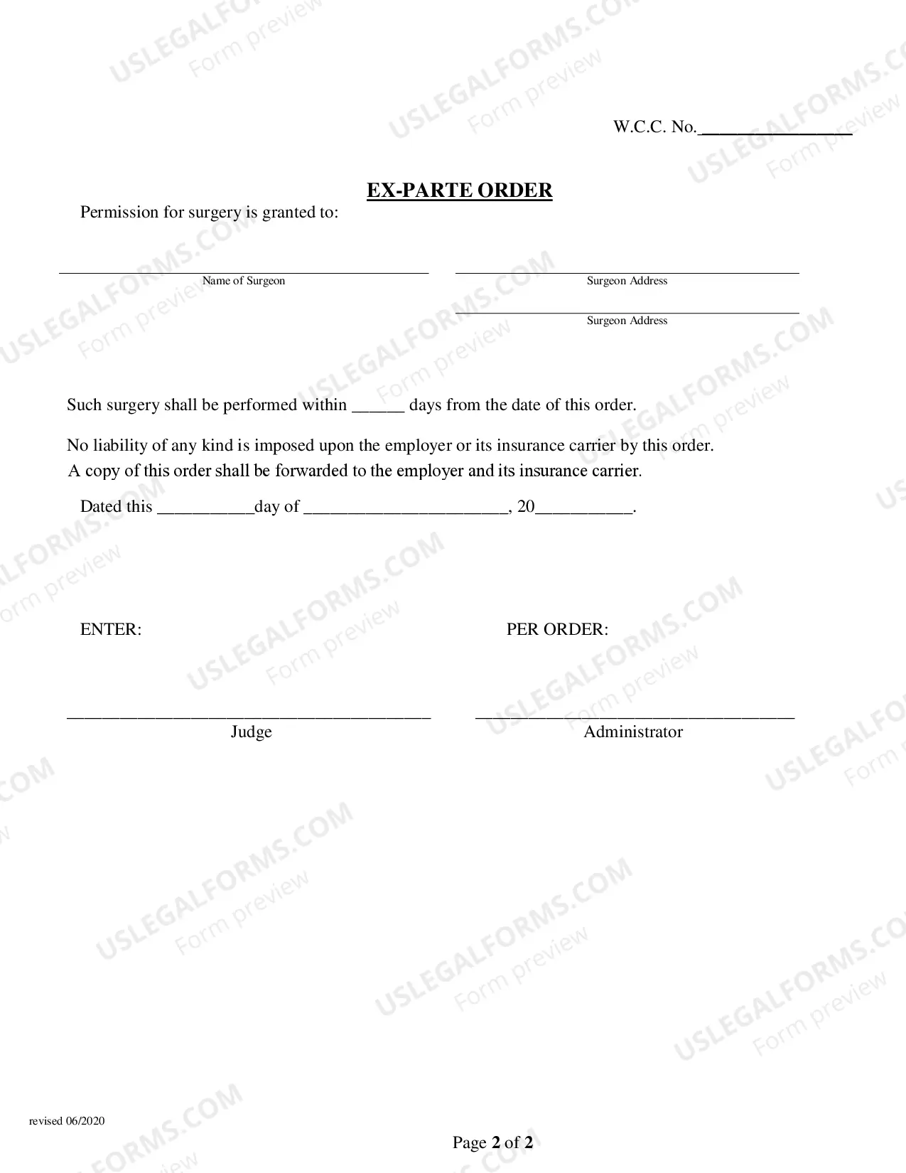 Preview Workers Compensation Request for Permission for Major Surgery