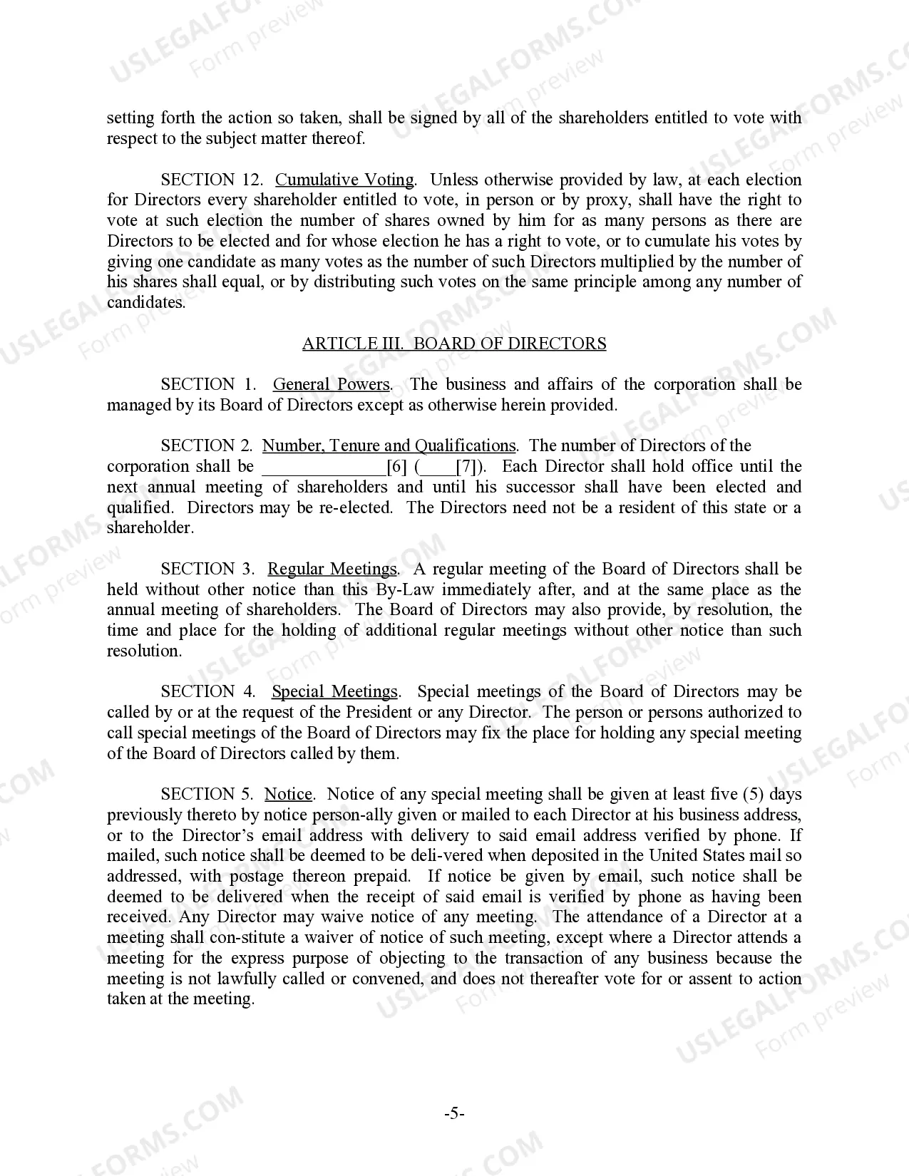 Preview Rhode Island Bylaws for Corporation