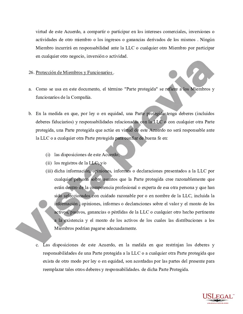 Preview Acuerdo Operativo de Sociedad de Responsabilidad Limitada LLC