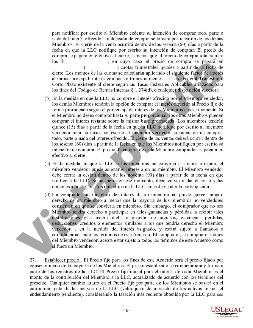 Preview Acuerdo Operativo LLC de Sociedad de Responsabilidad Limitada de Miembro Único
