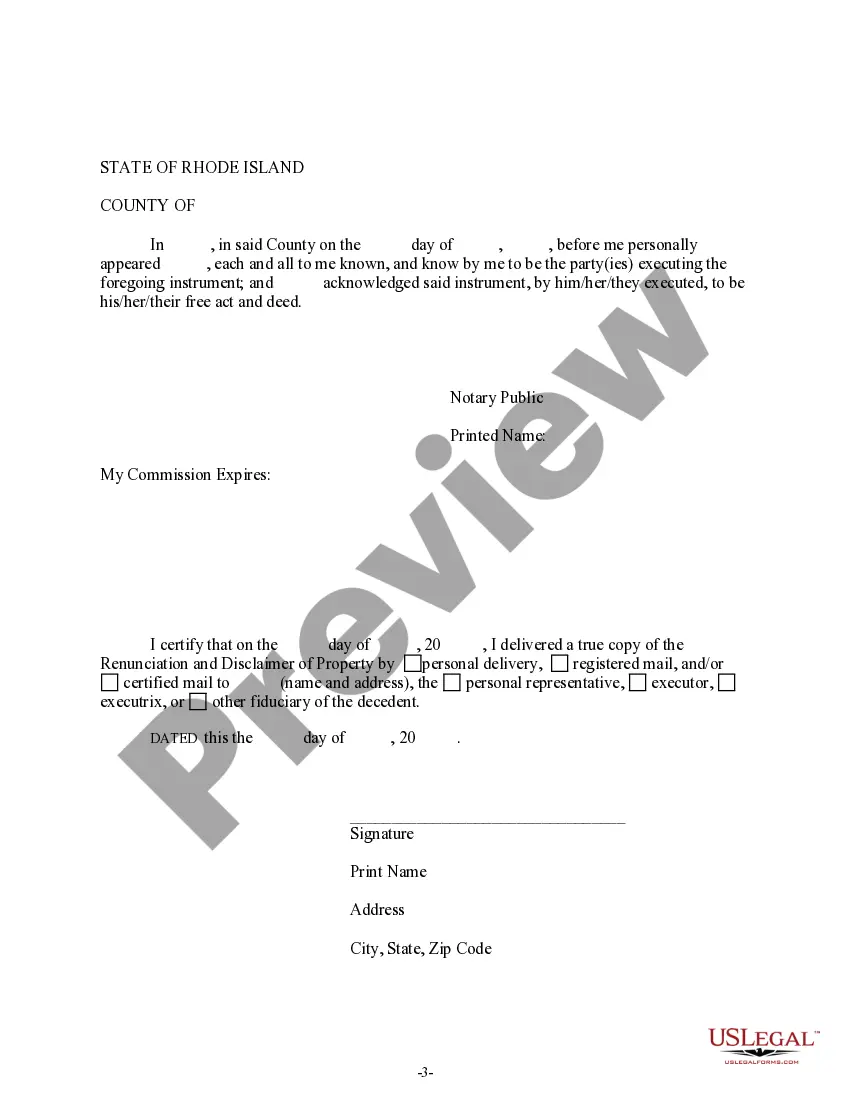 Preview Renunciation And Disclaimer of Property received by Intestate Succession
