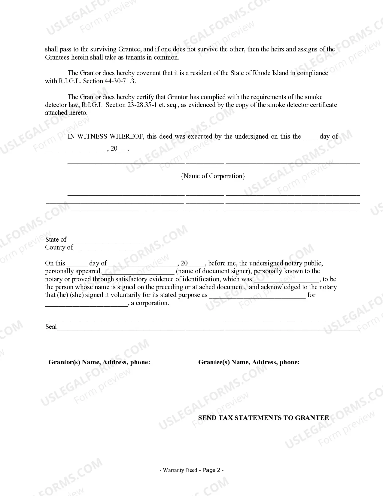 Preview Warranty Deed from Corporation to Husband and Wife