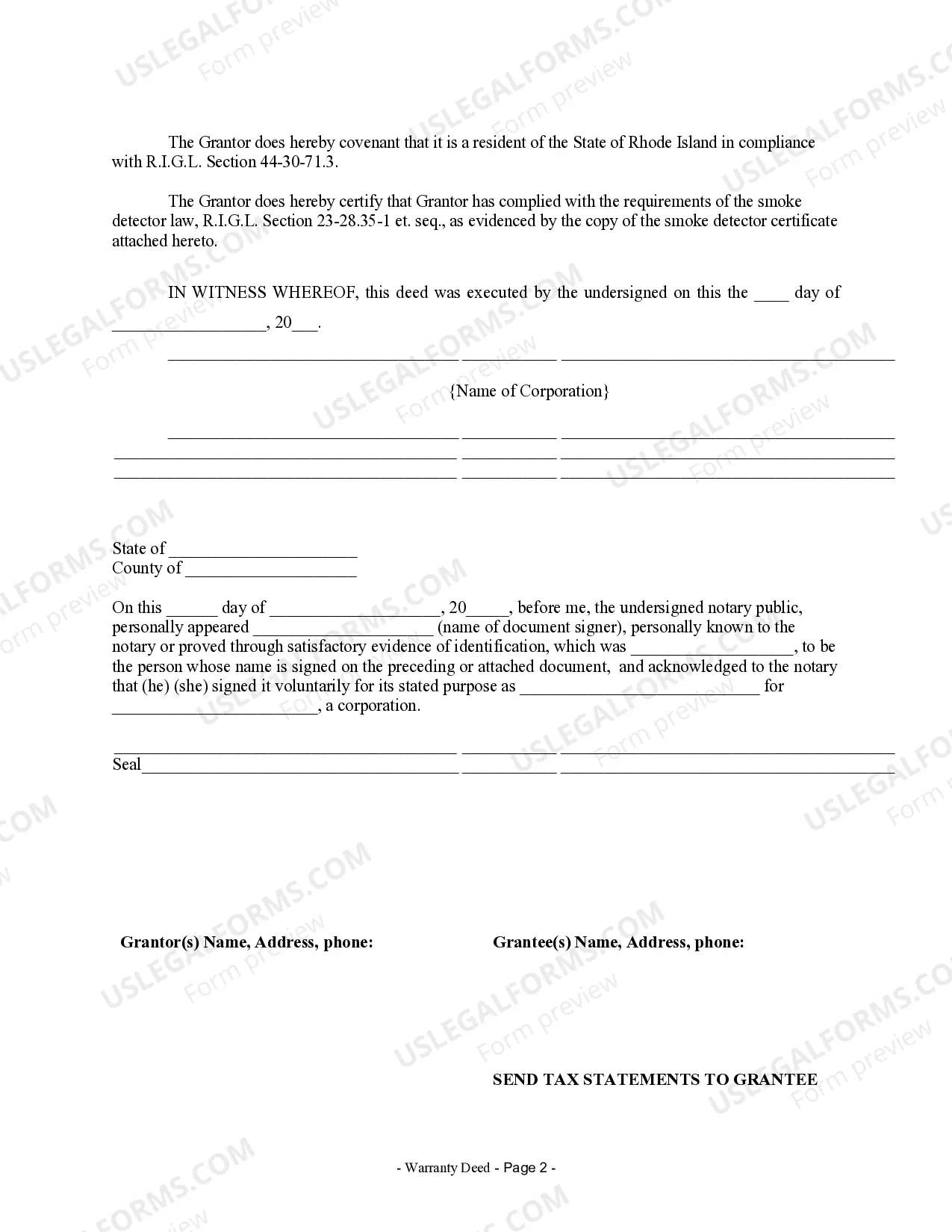 Preview Warranty Deed from Corporation to Individual
