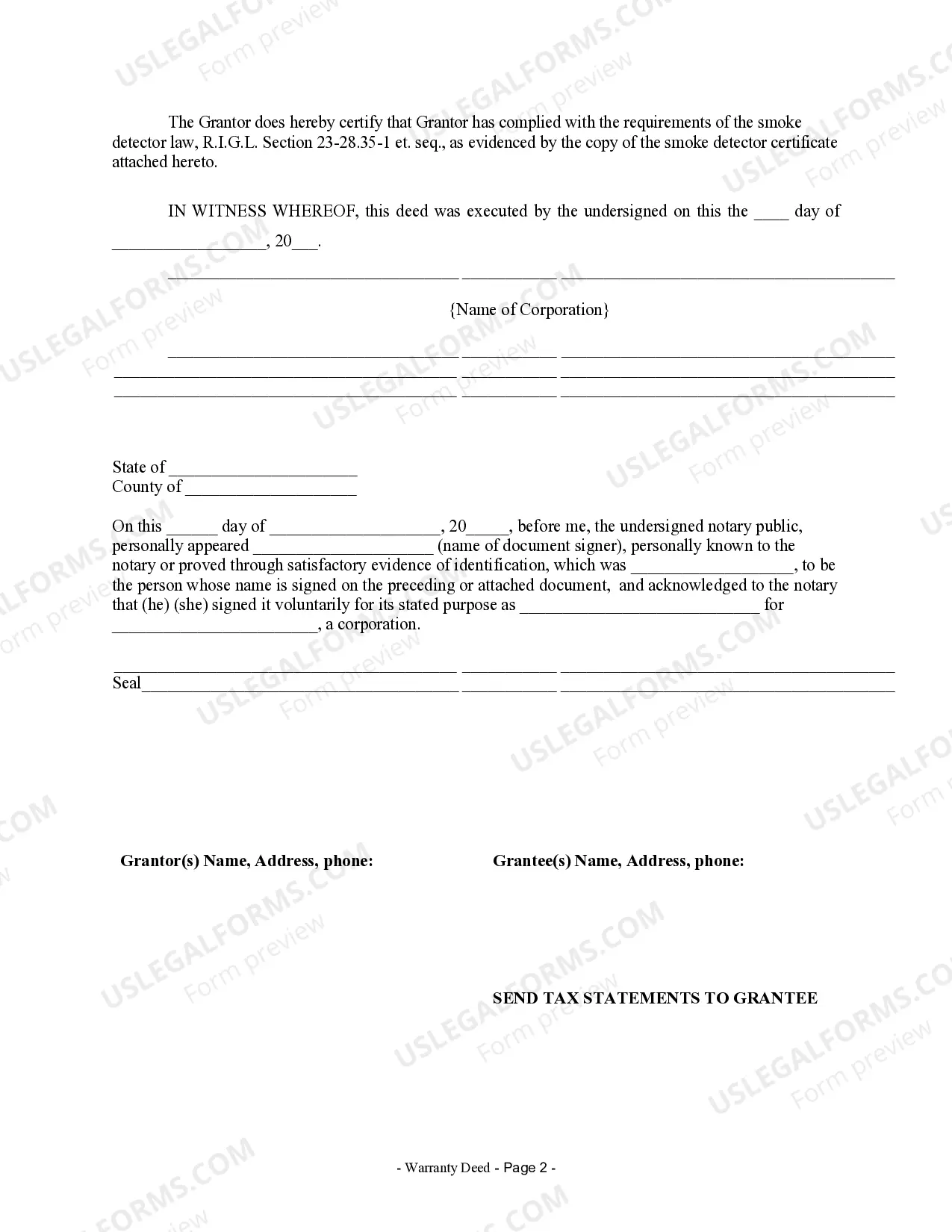 Preview Warranty Deed from Corporation to Corporation