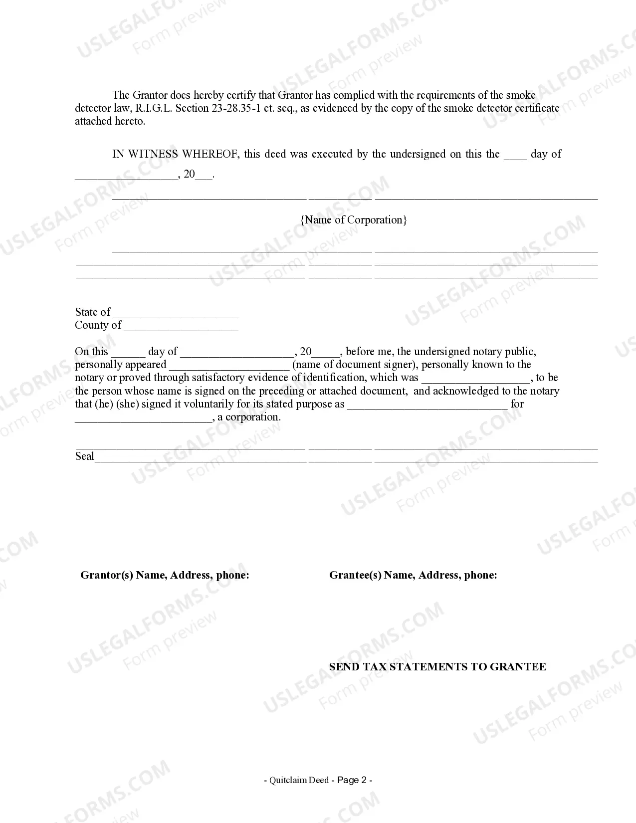 Preview Quitclaim Deed from Corporation to Two Individuals