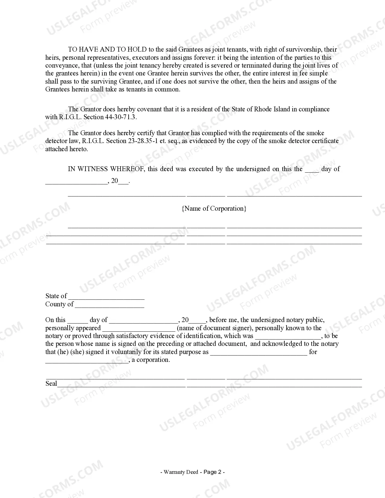 Preview Warranty Deed from Corporation to Two Individuals