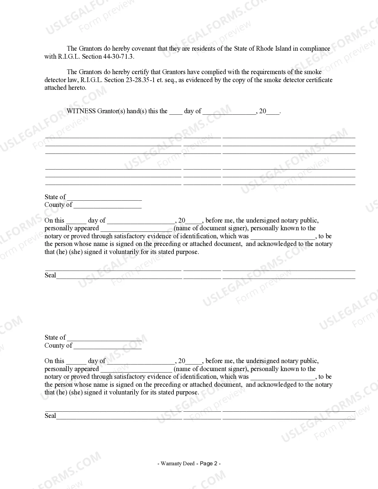 Preview Warranty Deed from Husband and Wife to a Trust