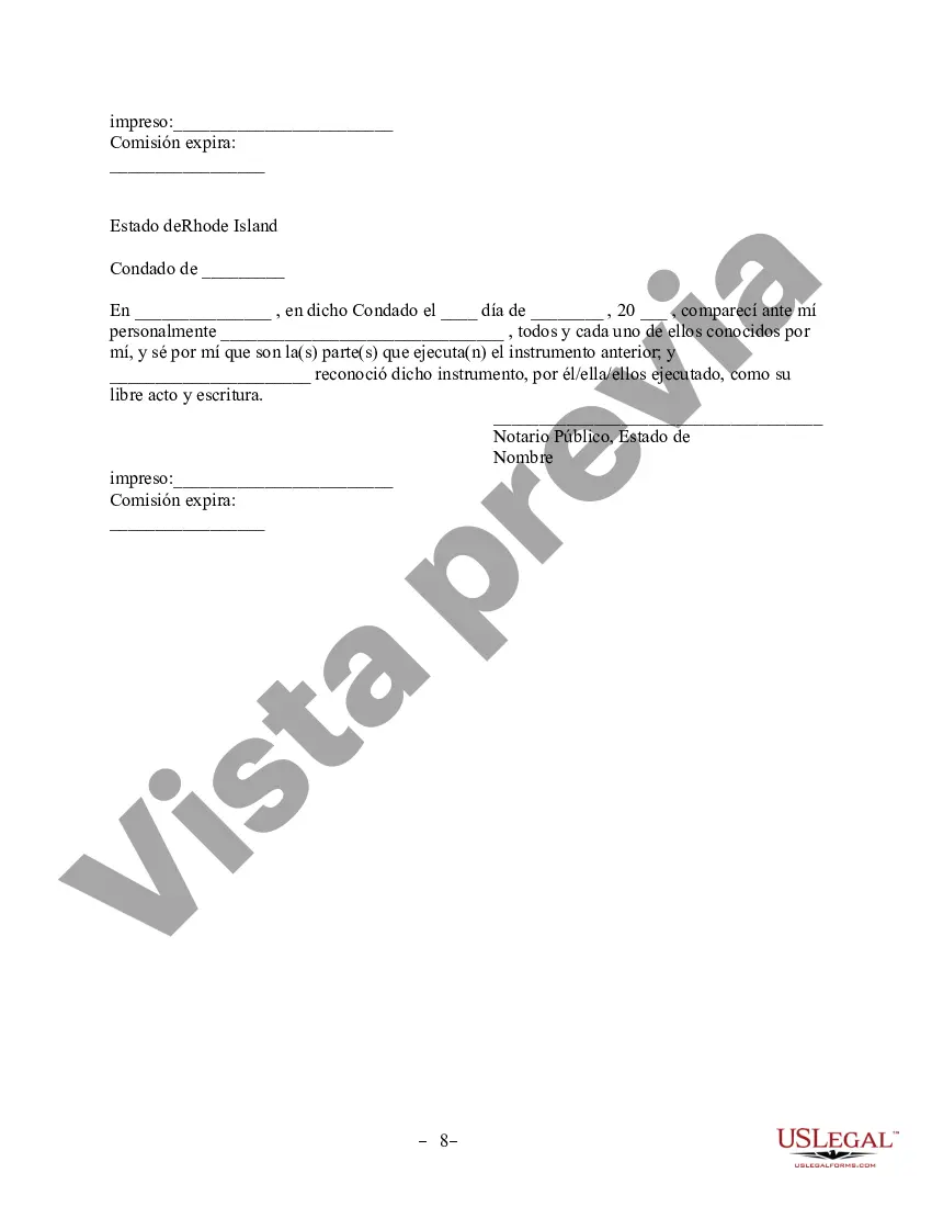 Preview Acuerdo de propiedad posnupcial - Rhode Island