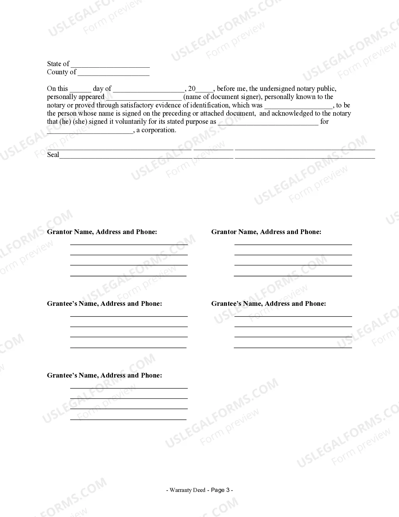 Preview Warranty Deed - Husband and Wife to Three Individuals