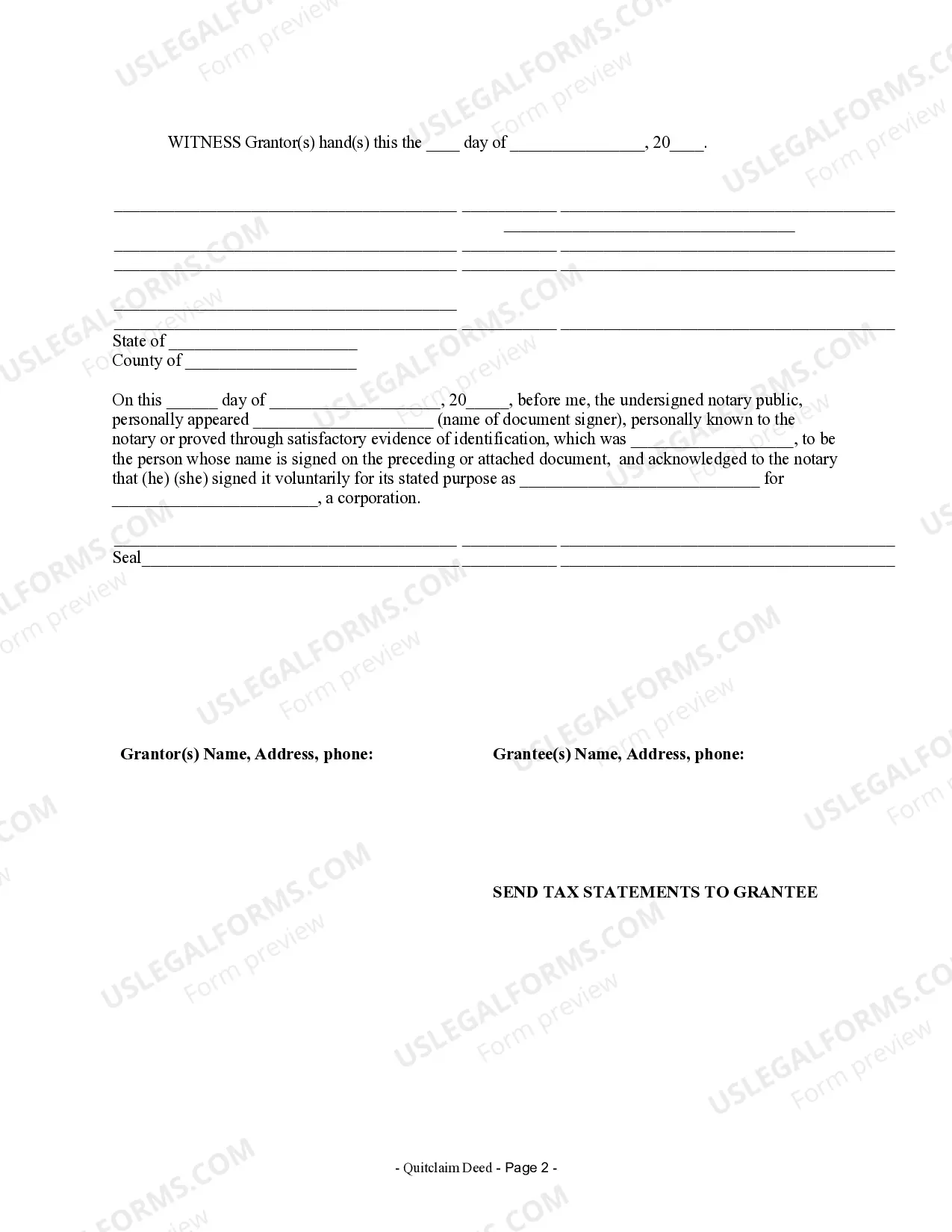 Preview Quitclaim Deed from Individual to Individual