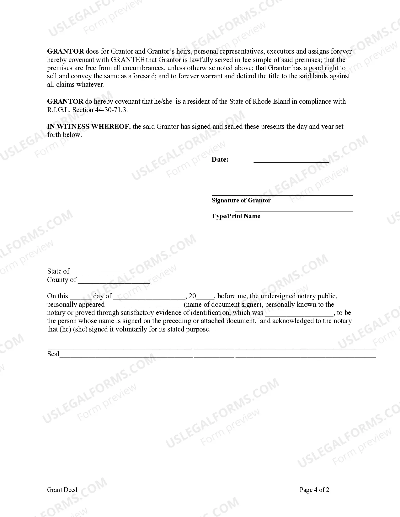 Preview Grant Deed from Individual to Individual