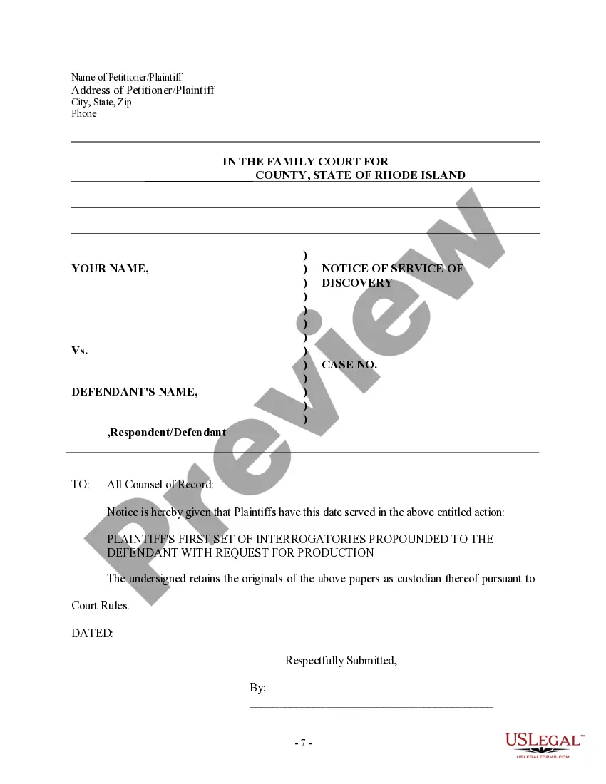 Get Discovery Interrogatories from Plaintiff to Defendant with Production Requests Preview Discovery Interrogatories from Plaintiff to Defendant with Production Requests