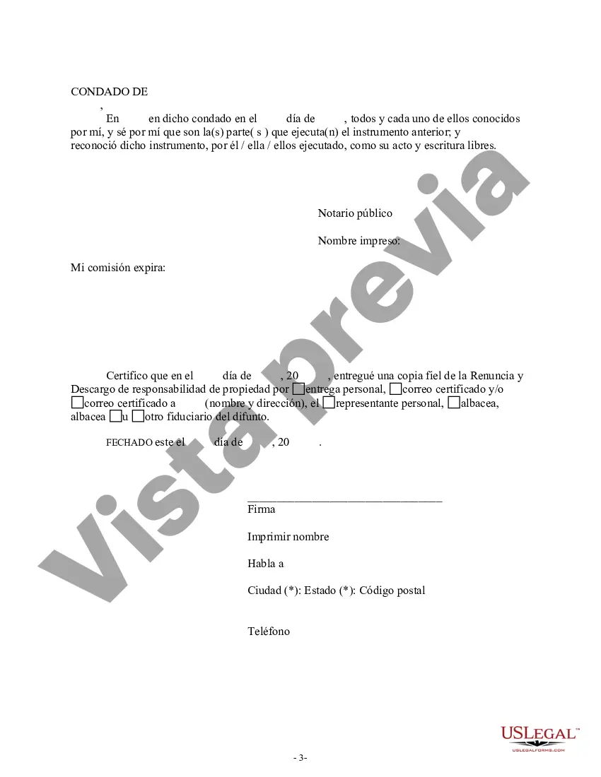 Preview Renuncia y Renuncia de Bienes del Seguro de Vida o Contrato de Renta Vitalicia